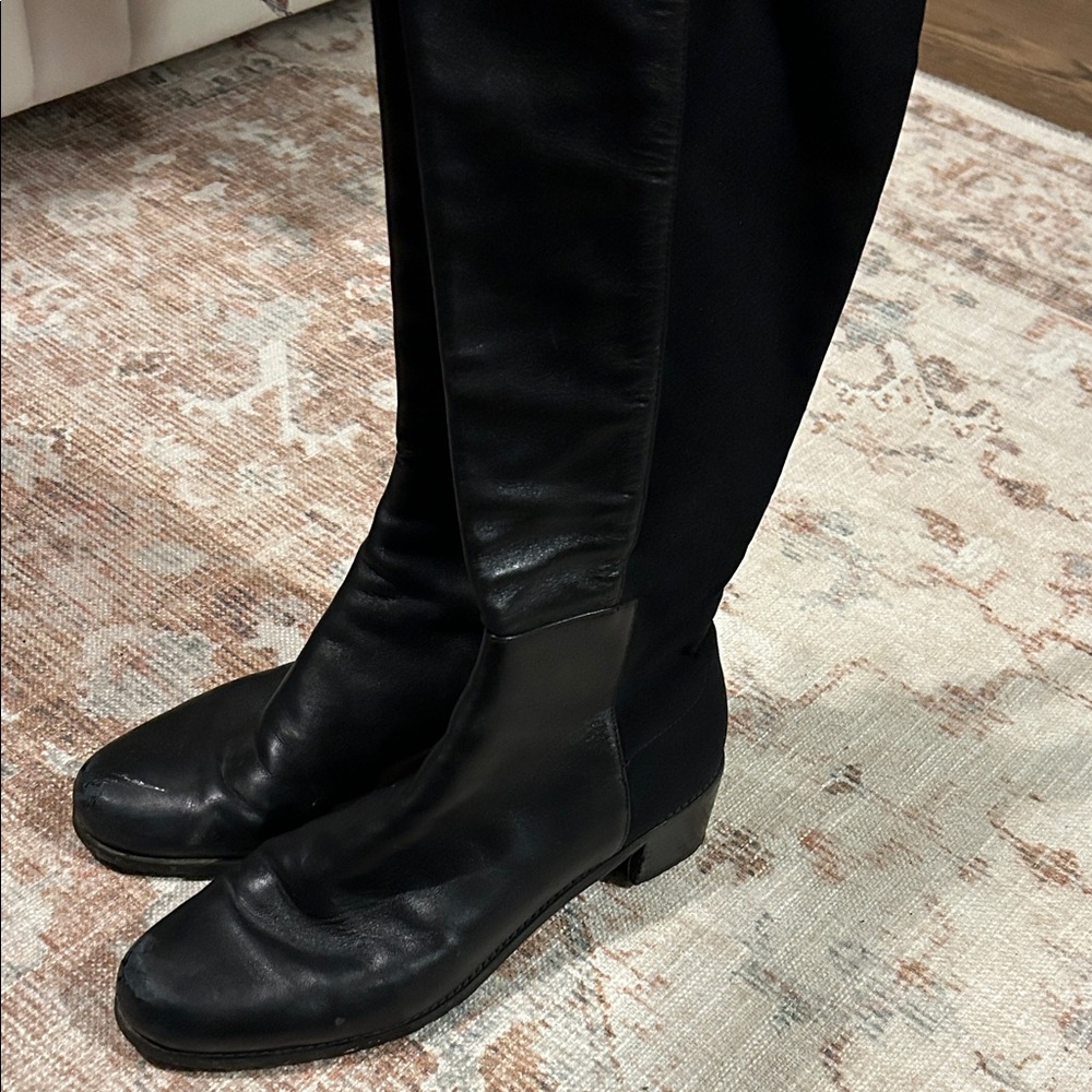 Stuart Weitzman Black Over-the-Knee Leather Boots